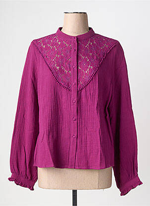 Chemisier col mao manches longues violet LA PETITE ETOILE femme