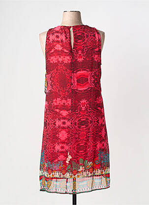 Robe mi-longue imprimé fantaisie sans manche rouge DESIGUAL femme