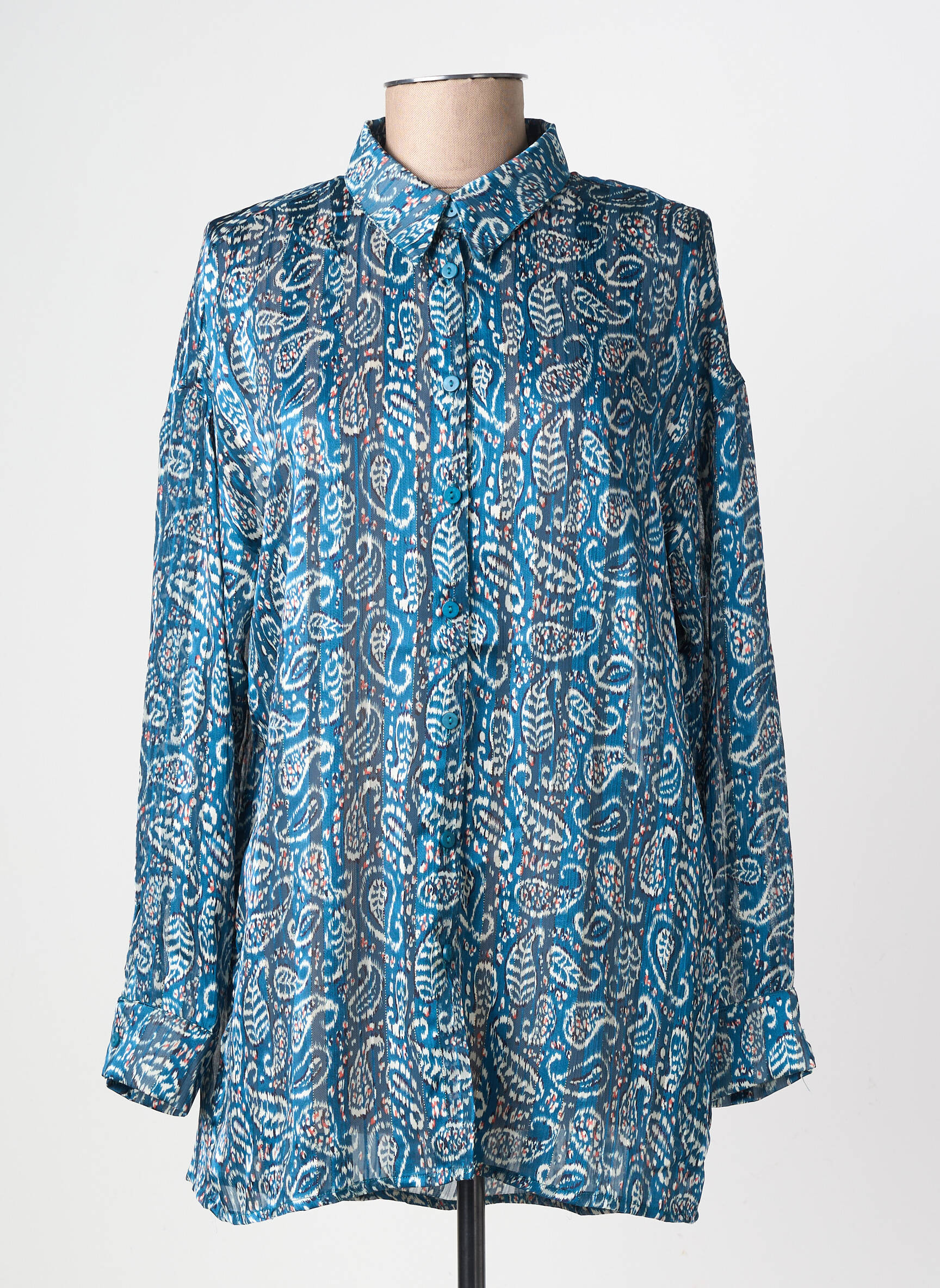 Tunique manches longues légère et transparente bleu MOLLY BRACKEN femme