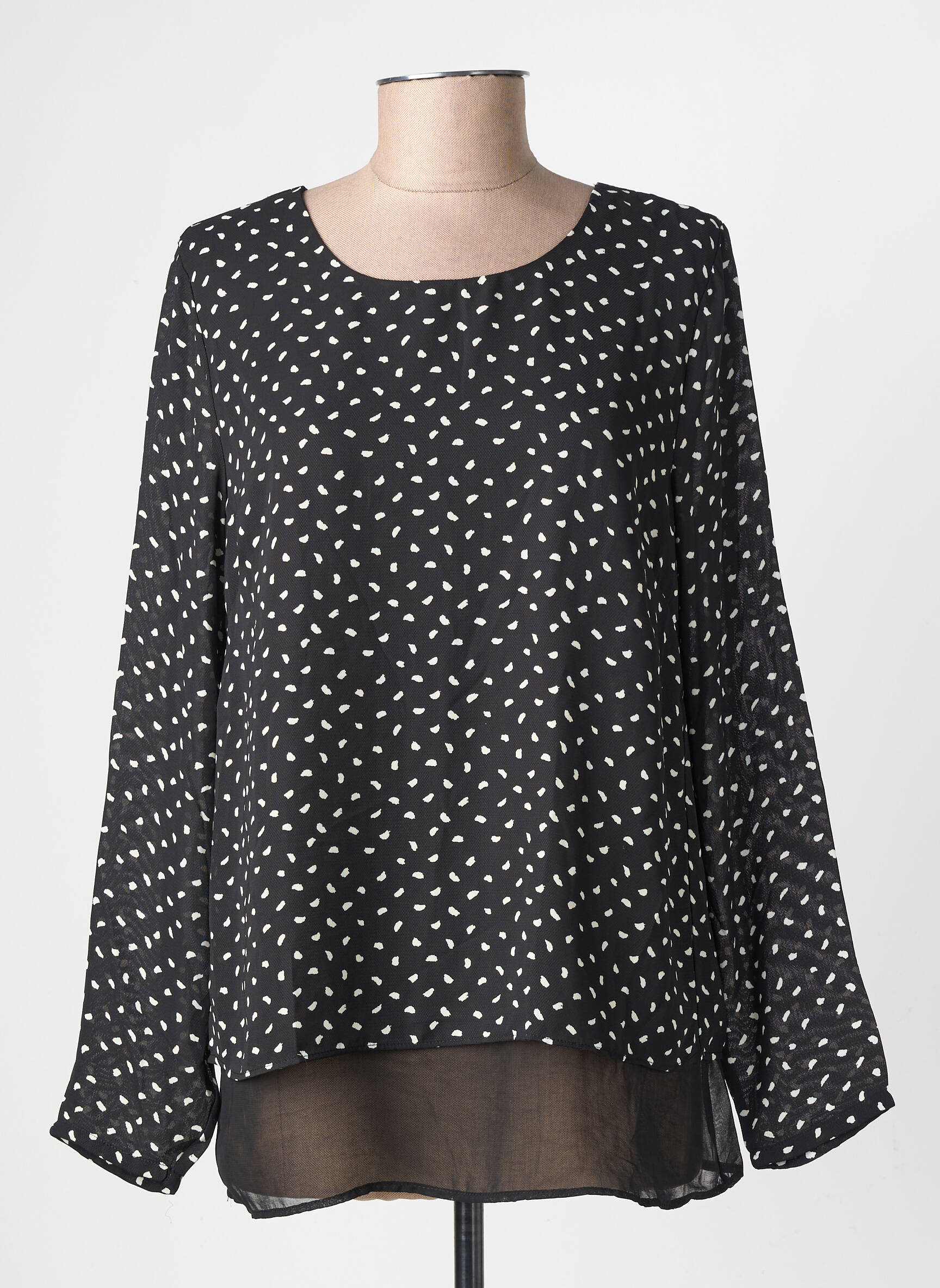 Blouse col rond manches longues noir MOLLY BRACKEN femme