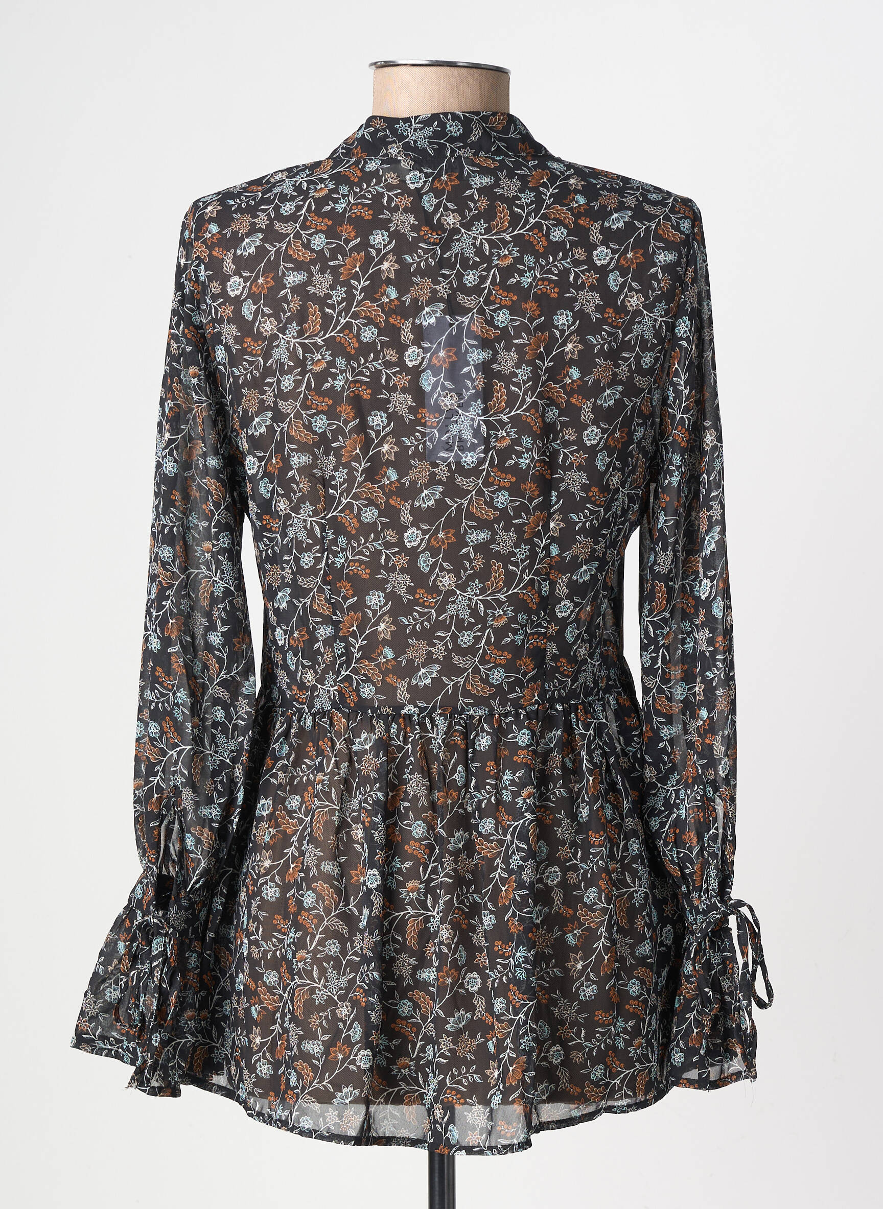 Blouse légère et transparente manches longues noir MOLLY BRACKEN femme