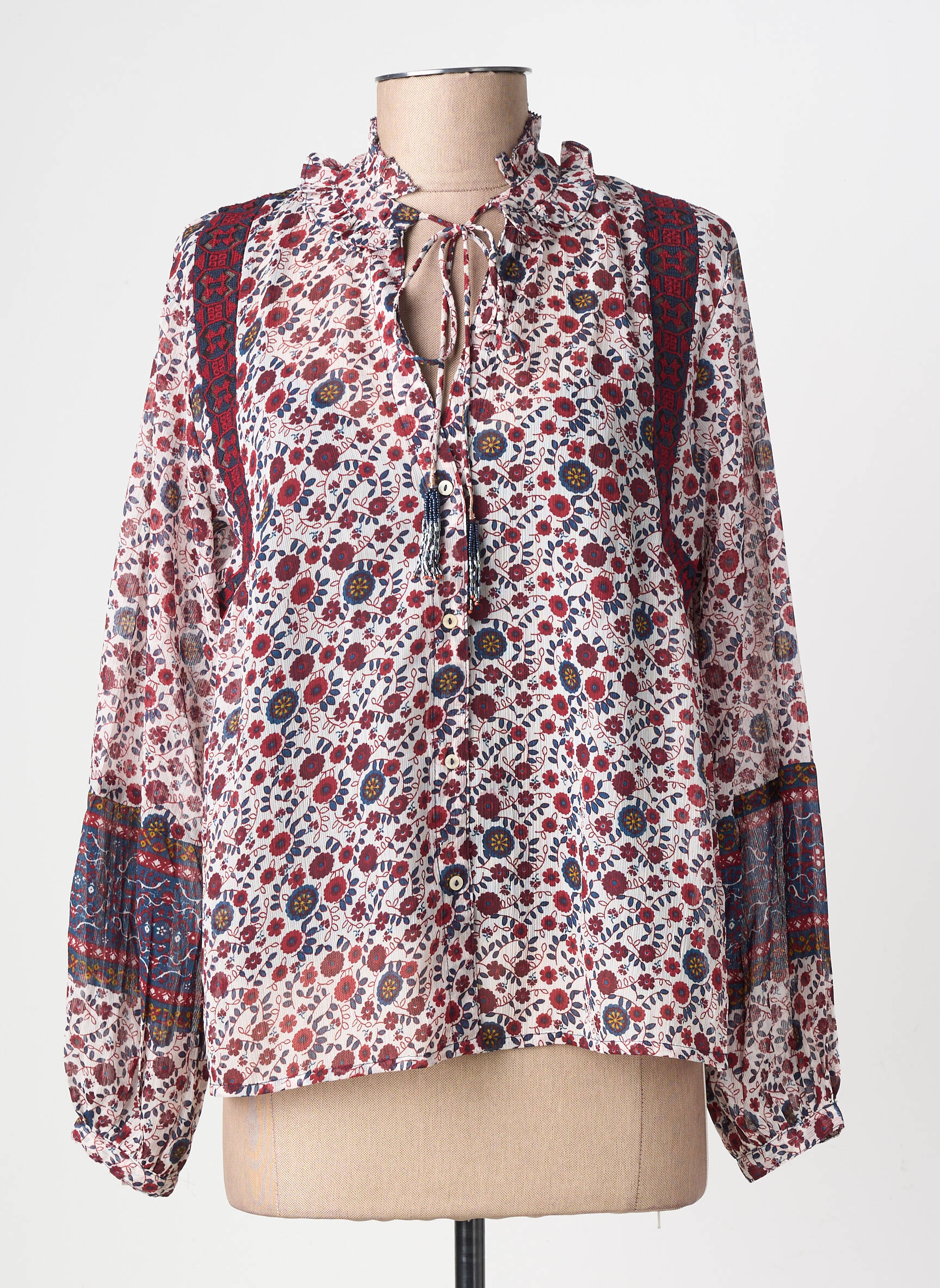 Chemisier imprimé fleurs manches longues rouge PEPE JEANS femme