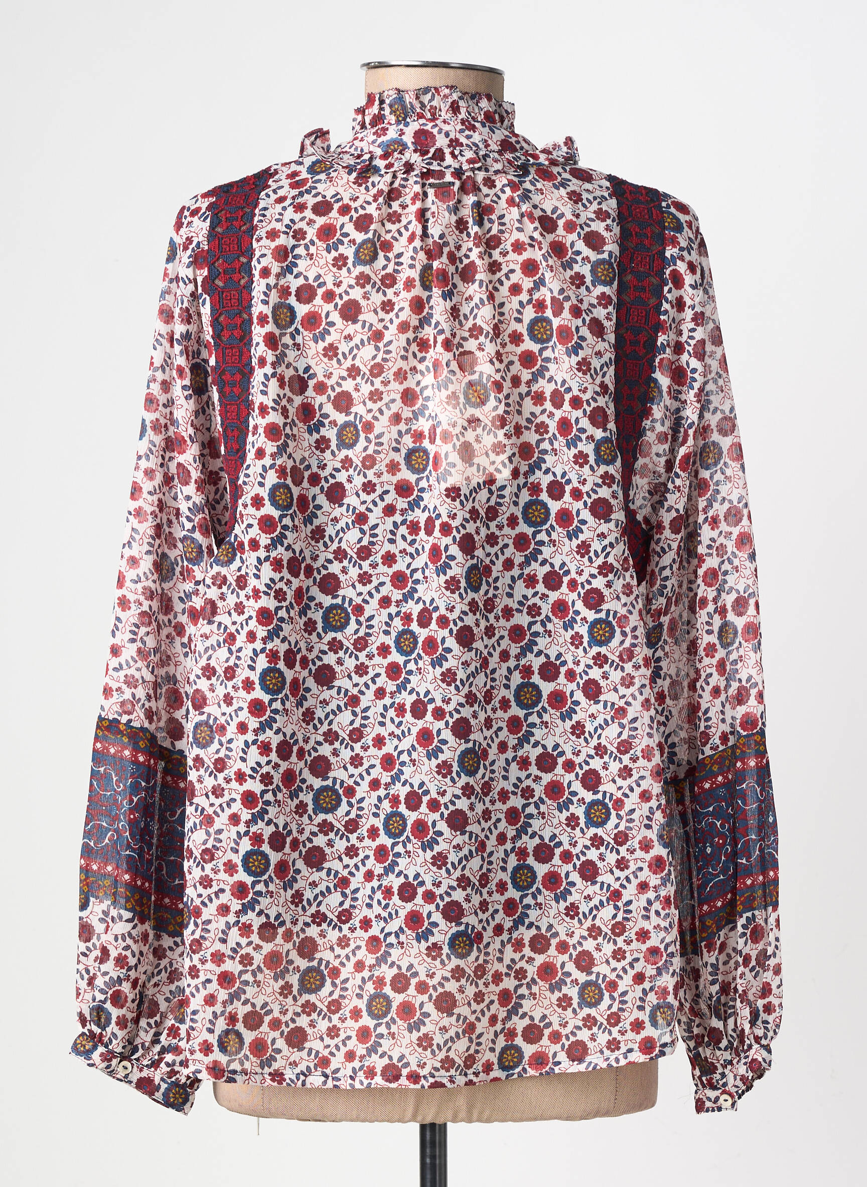 Chemisier imprimé fleurs manches longues rouge PEPE JEANS femme