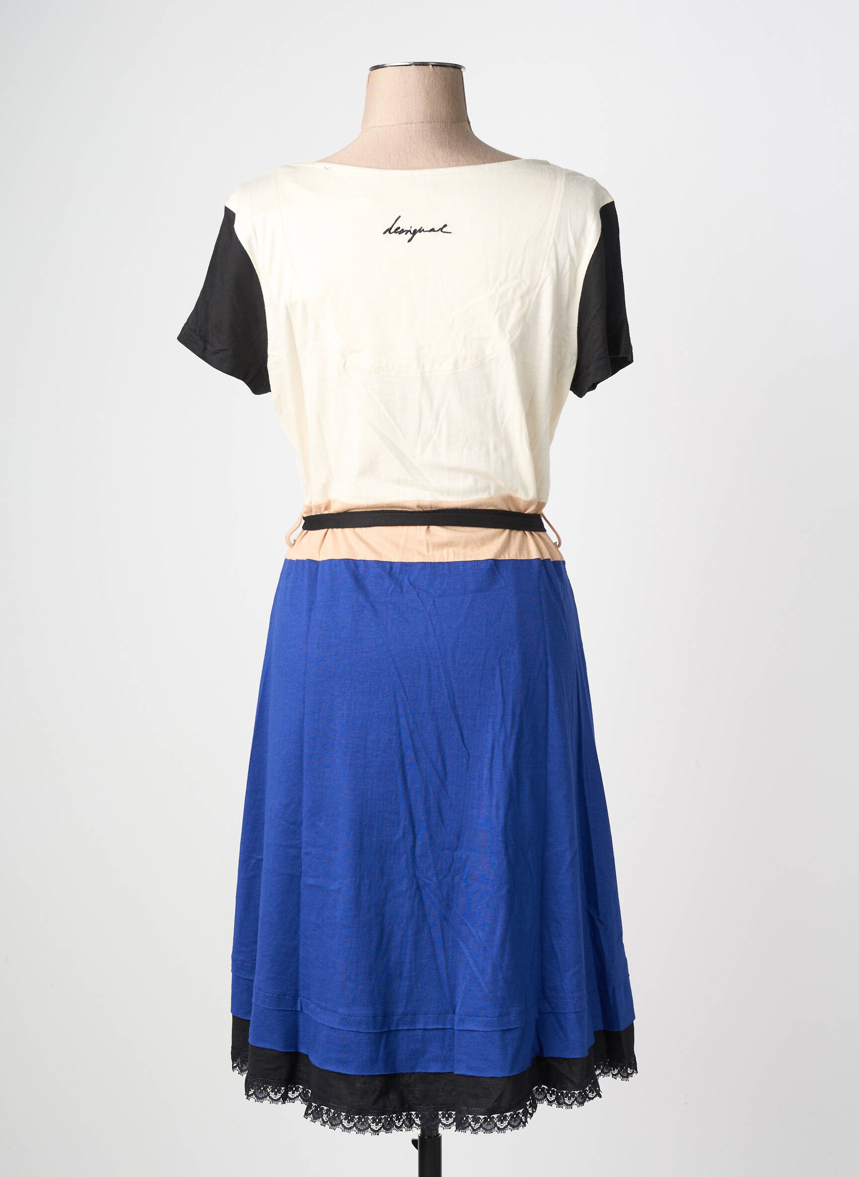 Robe mi-longue manches courtes manches courtes bleu DESIGUAL femme