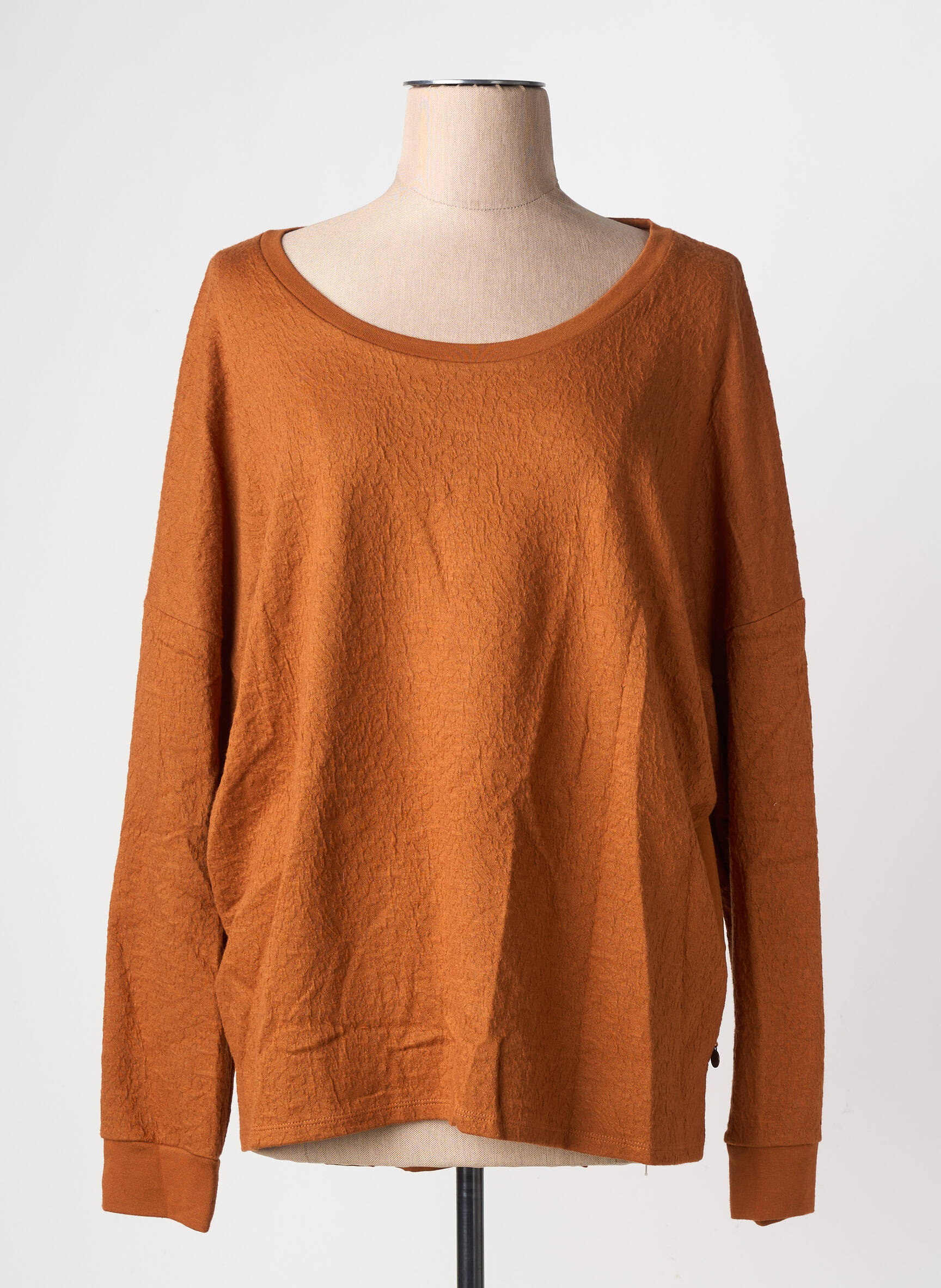 Sweat-shirt stretch manches longues orange TBS femme
