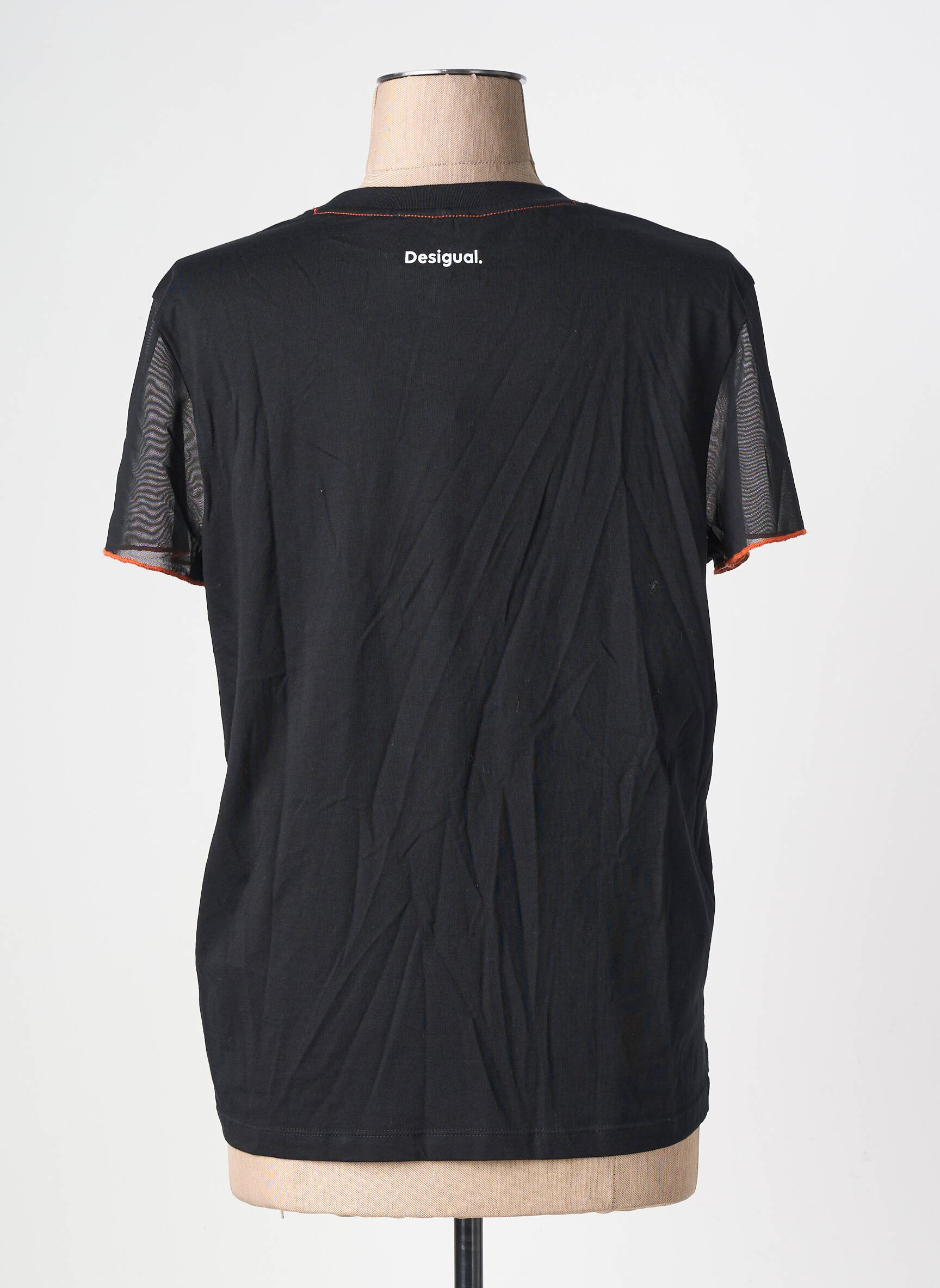 T-shirt sérigraphie manches courtes noir DESIGUAL femme