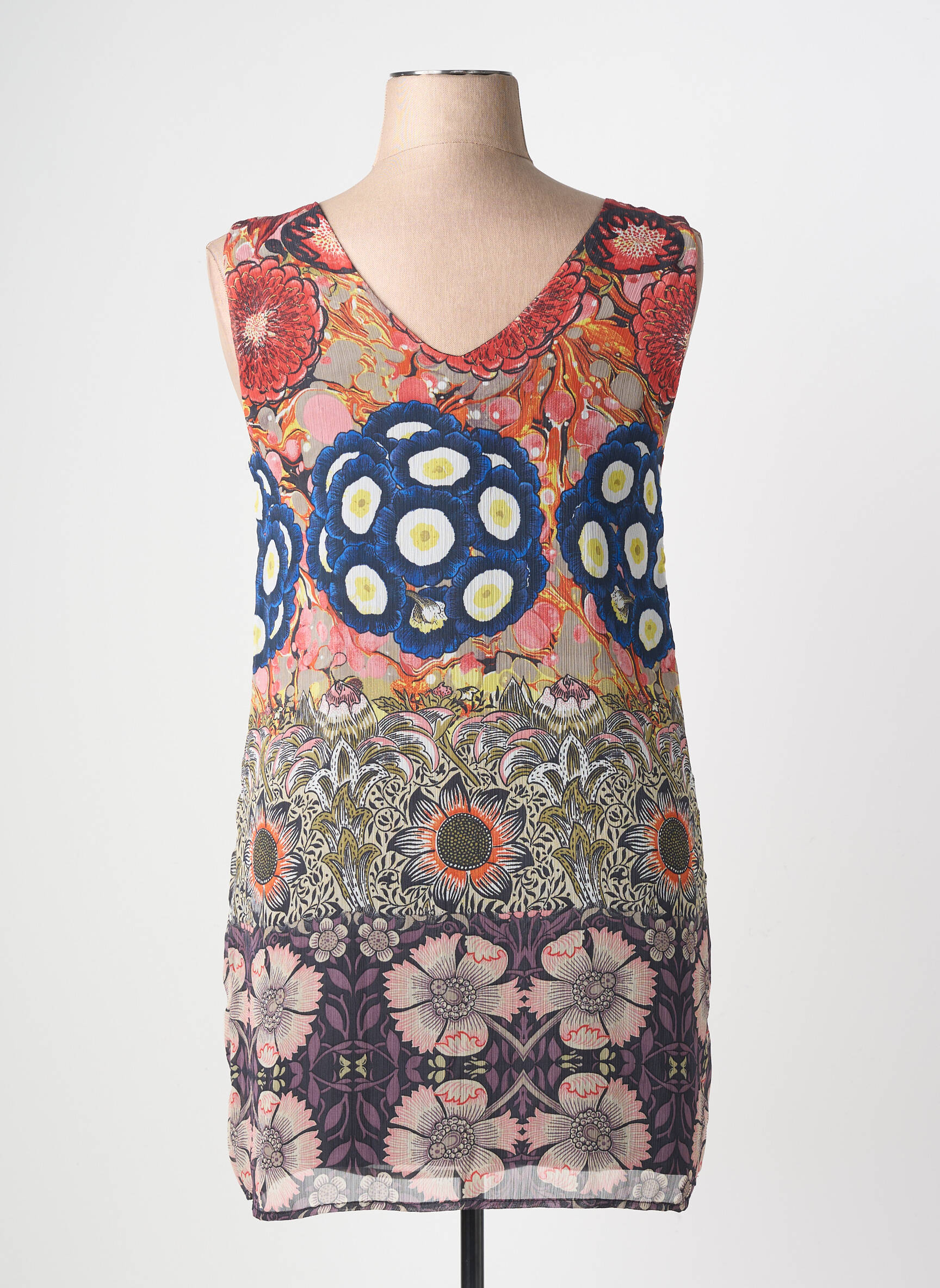 Tunique sans manche légère et transparente bleu DESIGUAL femme