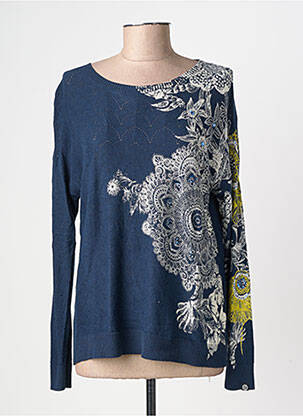 Pull stretch manches longues bleu DESIGUAL femme
