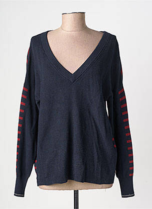 Pull col v manches longues bleu TBS femme