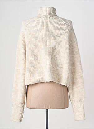 Pull col roulé tissage chiné manches longues beige LE TEMPS DES CERISES femme