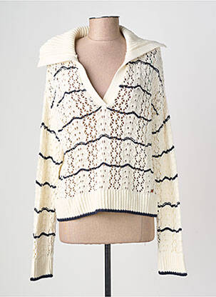Pull maille ajourée manches longues beige PEPE JEANS femme