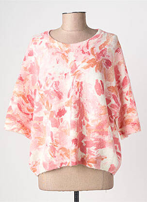 Pull stretch manches 3/4 rose GRACE & MILA femme