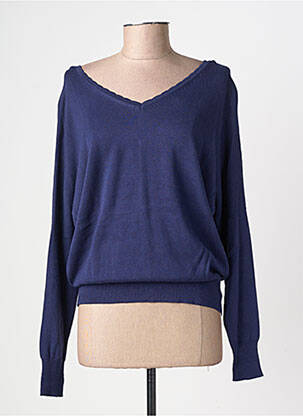 Pull col v manches longues bleu GRACE & MILA femme