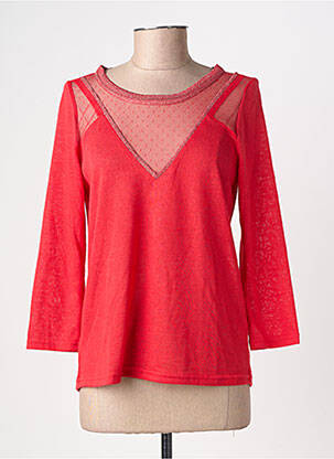 Top coupe cintrée manches 3/4 rouge GRACE & MILA femme
