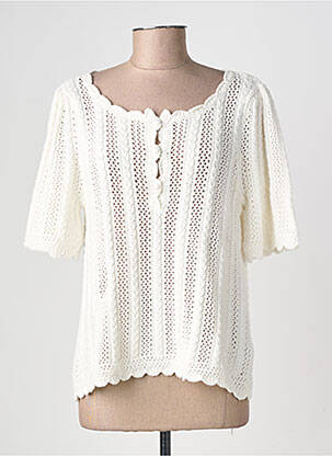 Pull maille ajourée manches courtes beige RUE MAZARINE femme