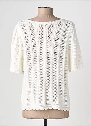 Pull maille ajourée manches courtes beige RUE MAZARINE femme