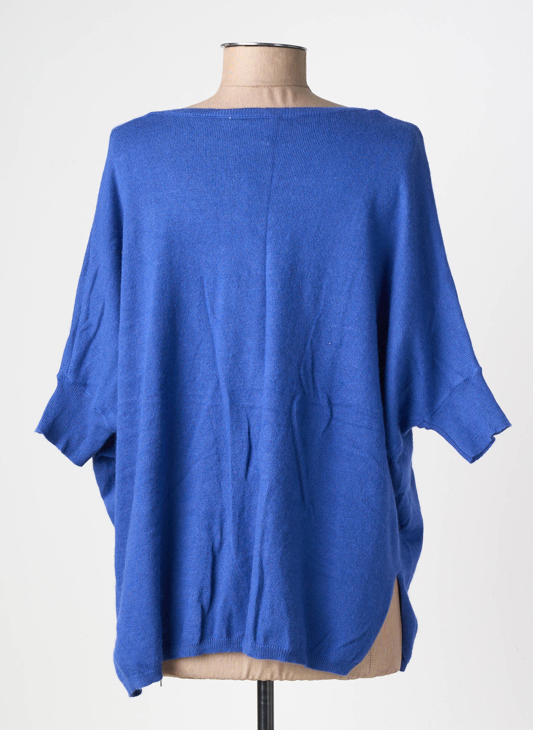 Pull col v manches 3/4 bleu ARTLOVE femme