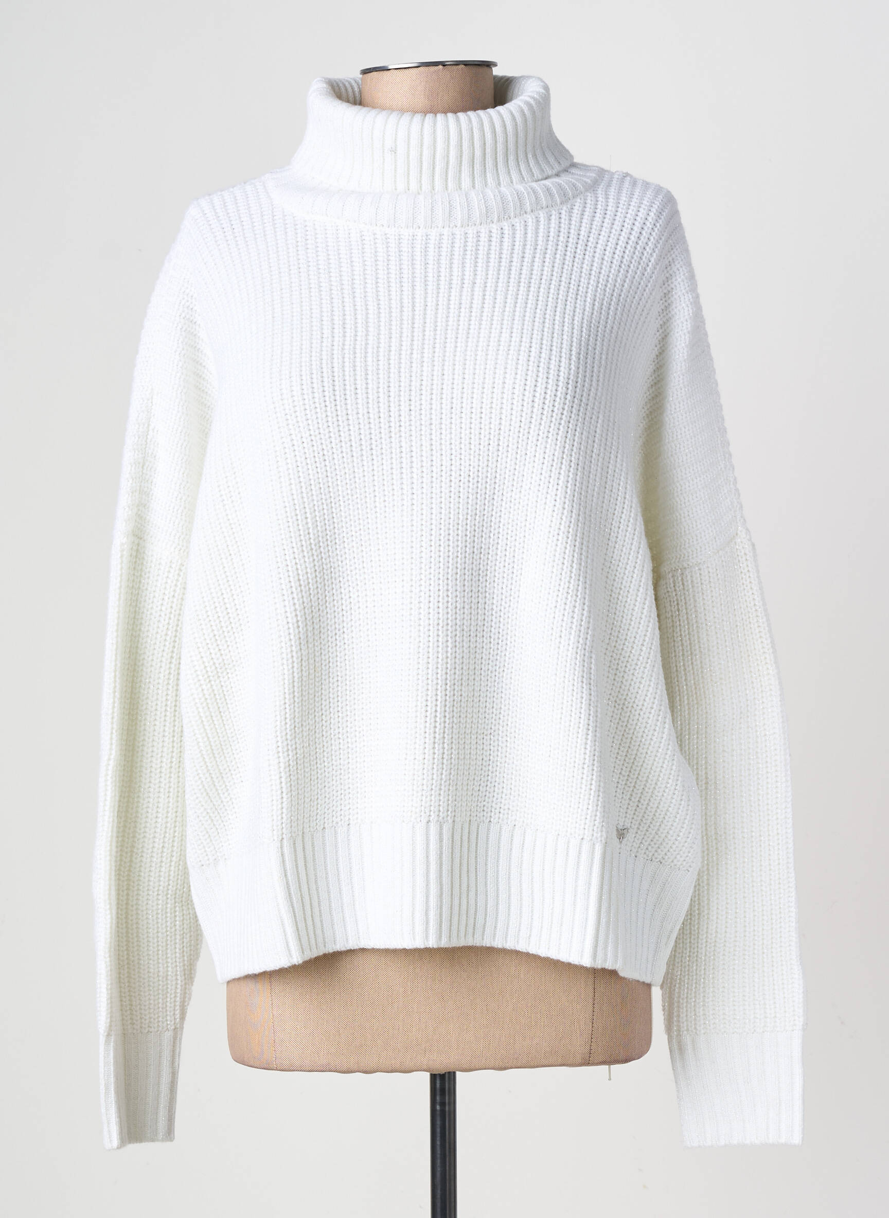 Pull col roulé resserrée sur le bas manches longues blanc LPB LES PETITES BOMBES  femme