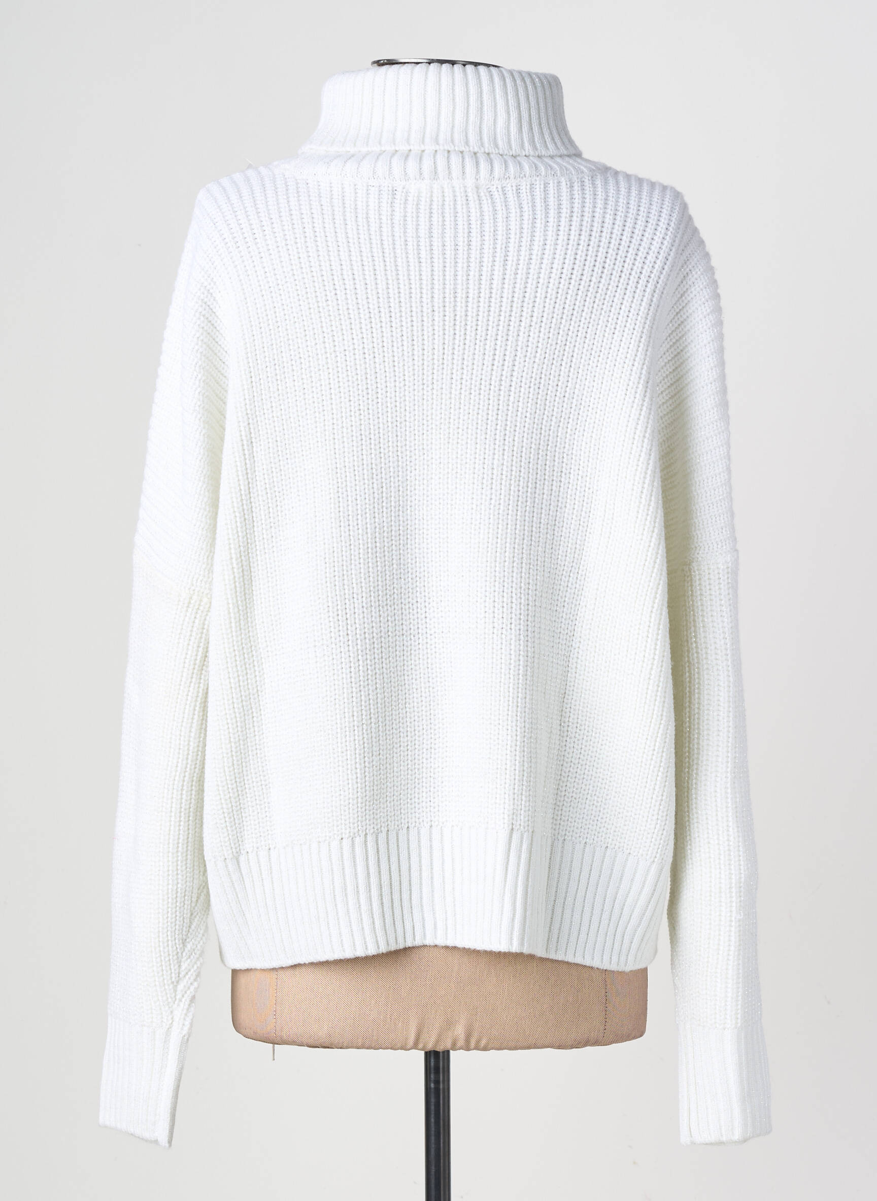 Pull col roulé resserrée sur le bas manches longues blanc LPB LES PETITES BOMBES  femme