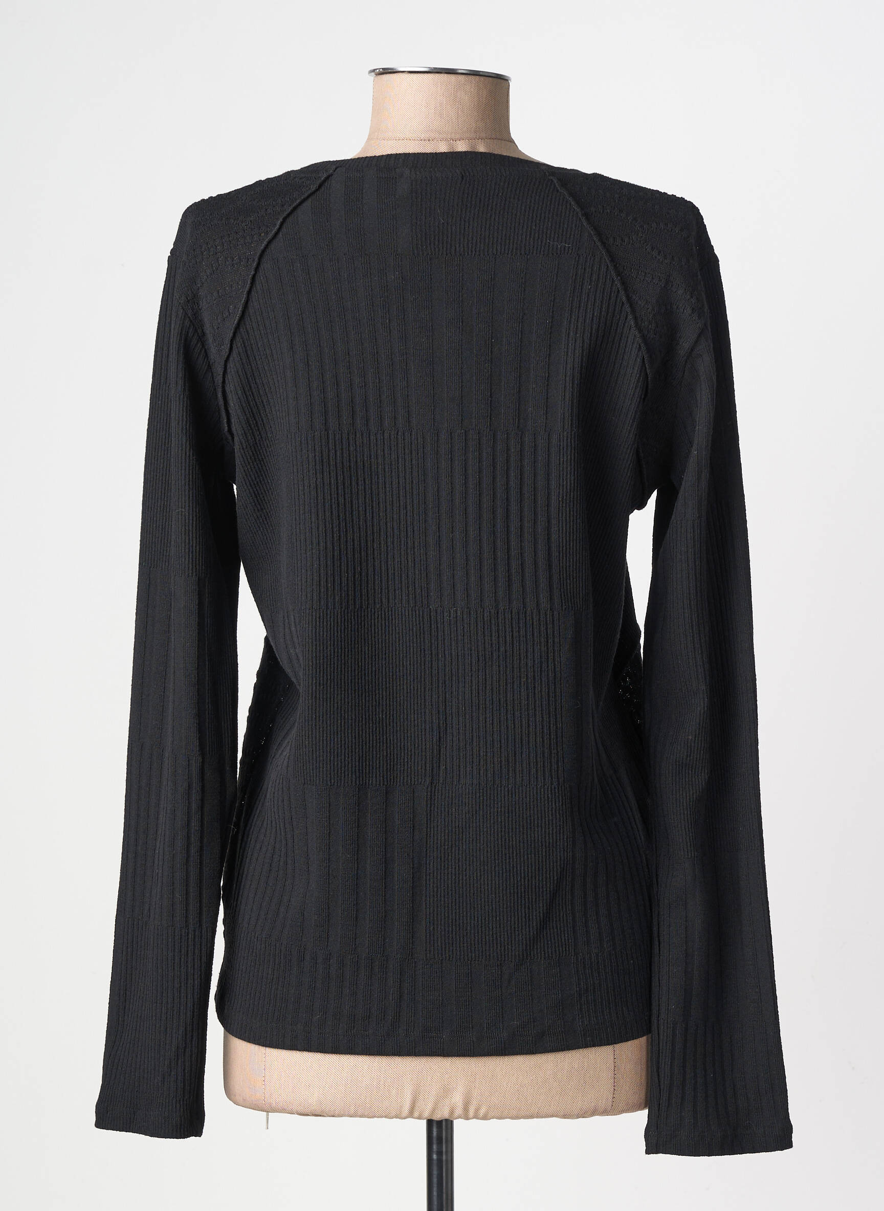 Pull coupe cintrée manches longues noir DESIGUAL femme