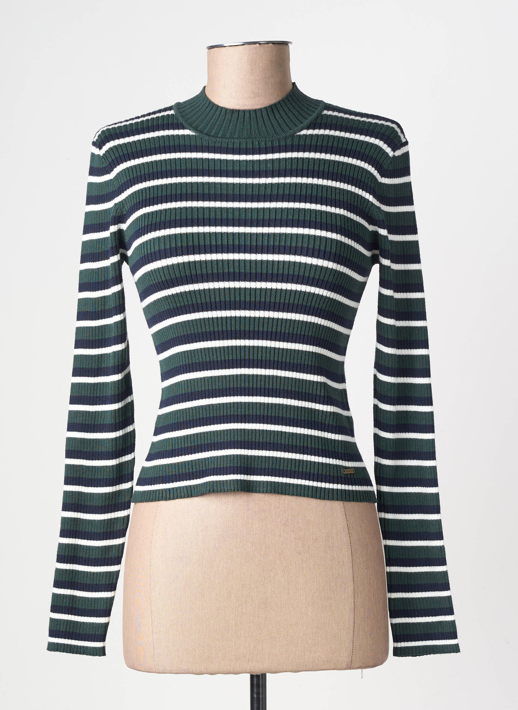 Pull stretch manches longues vert PEPE JEANS femme