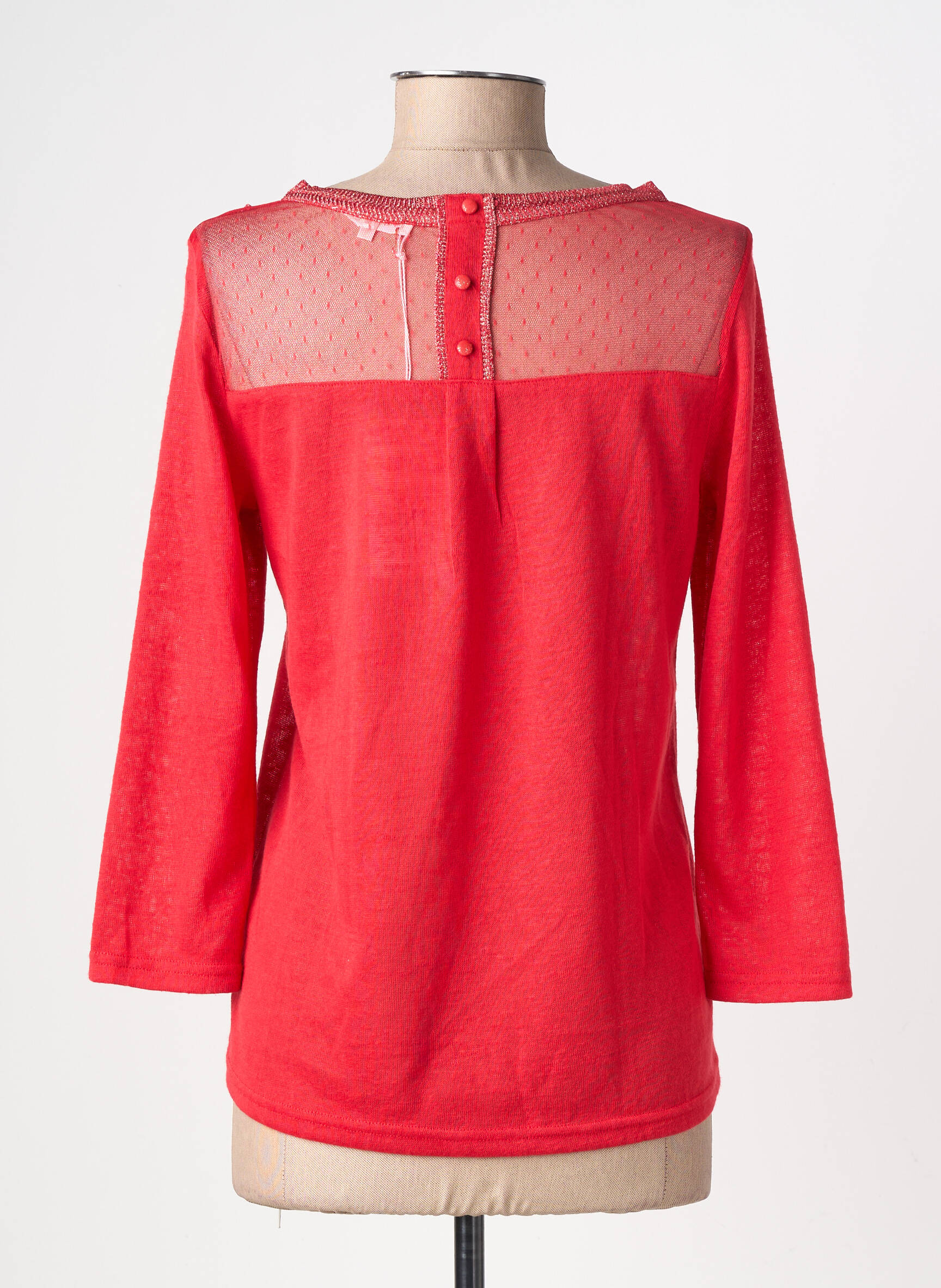 Top coupe cintrée manches 3/4 rouge GRACE & MILA femme