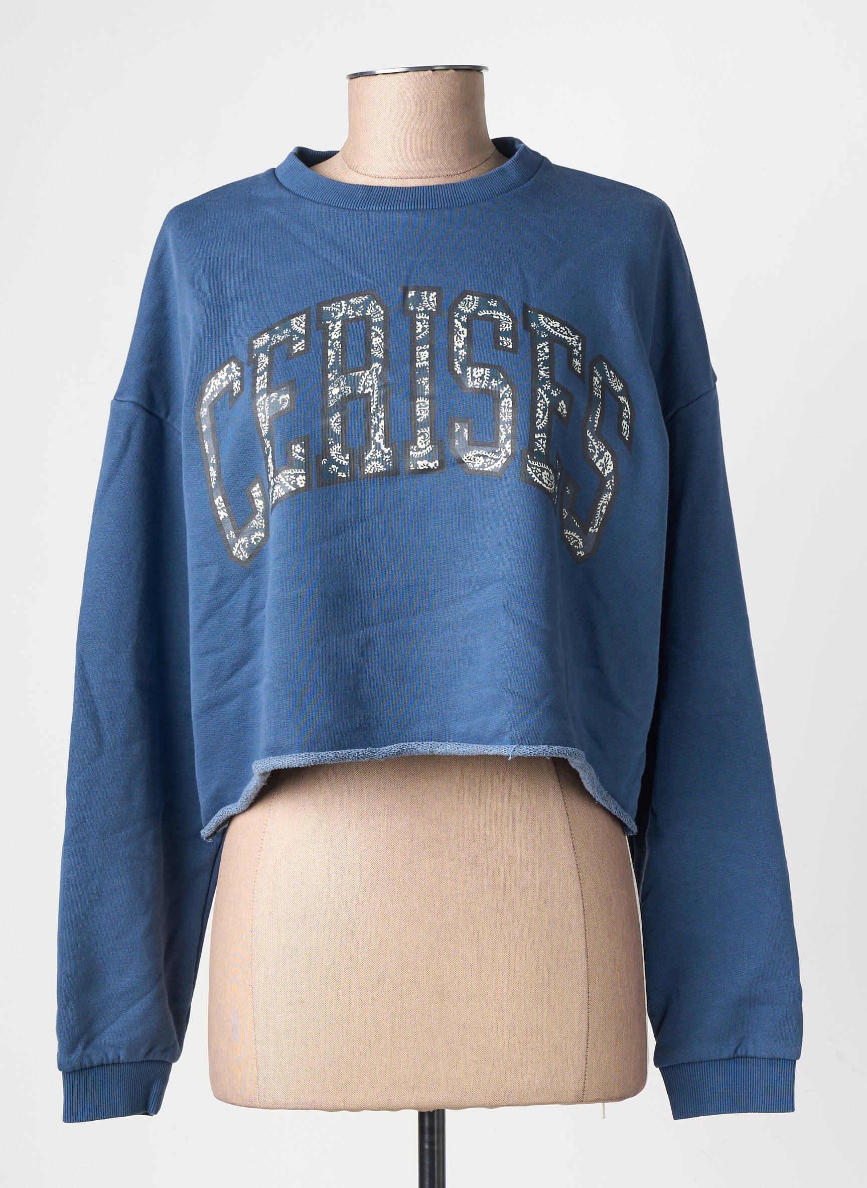 Sweat-shirt tissage jersey manches longues bleu LE TEMPS DES CERISES femme