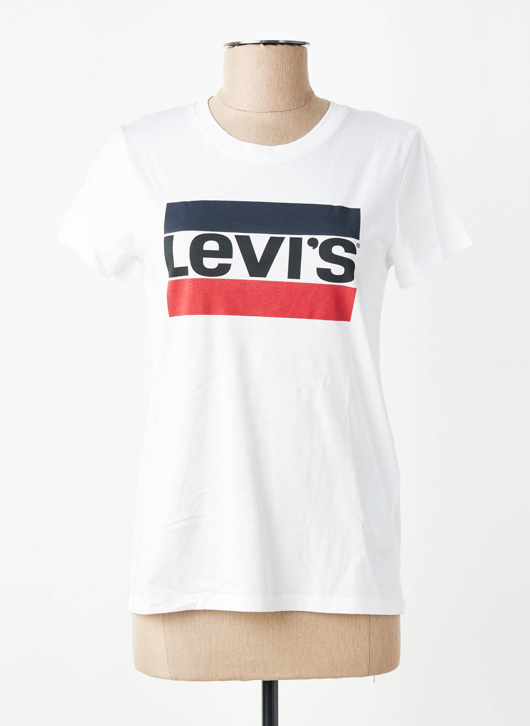 T-shirt sérigraphie floquée manches courtes blanc LEVI'S femme