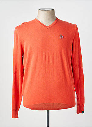 Pull col v manches longues orange TBS homme
