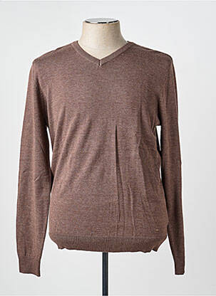 Pull col v manches longues marron PETROL INDUSTRIES homme