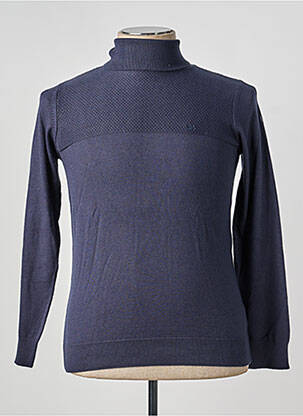 Pull col roulé coupe cintrée manches longues bleu TBS homme