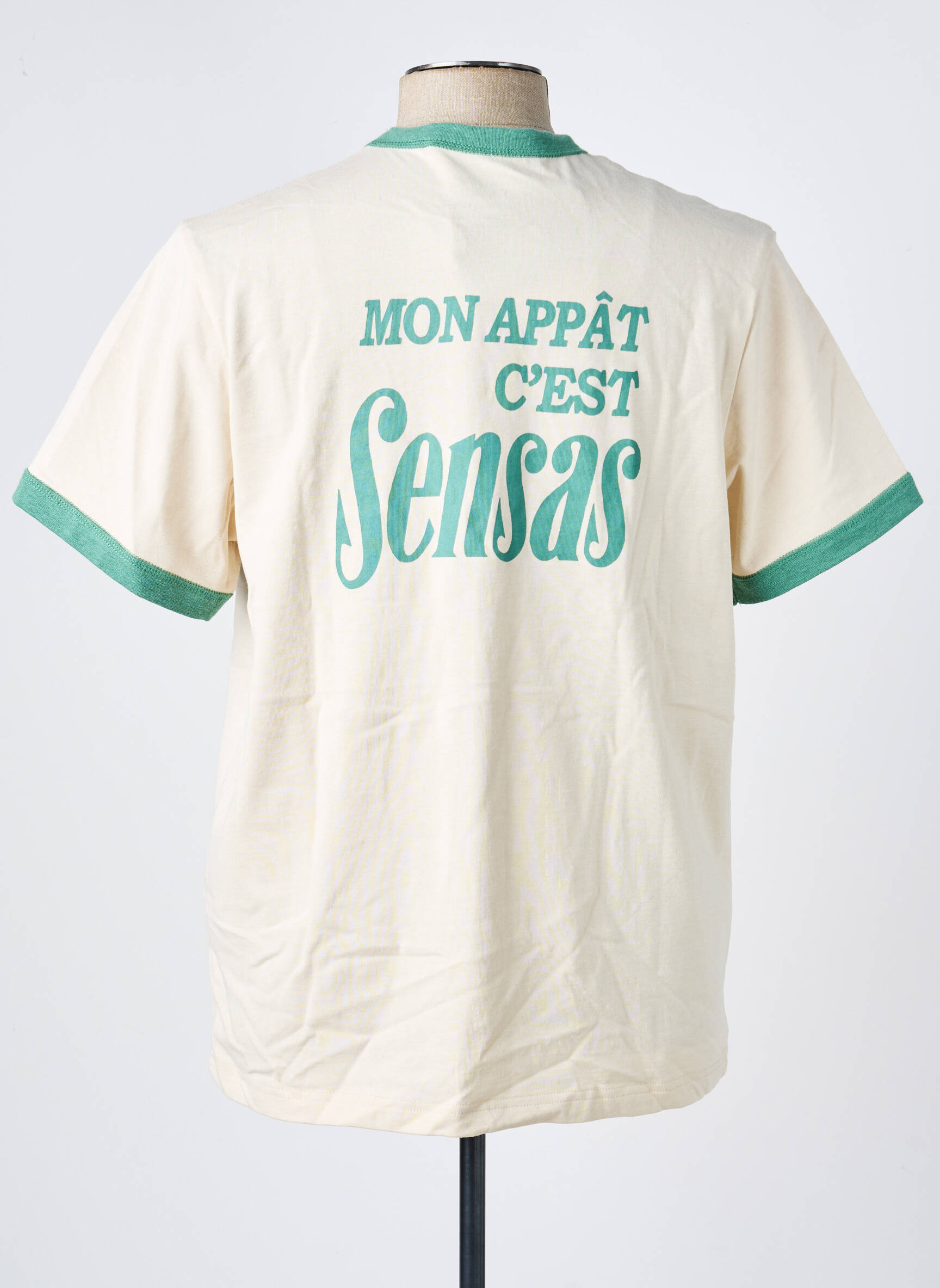 T-shirt broderie manches courtes beige FAGUO homme