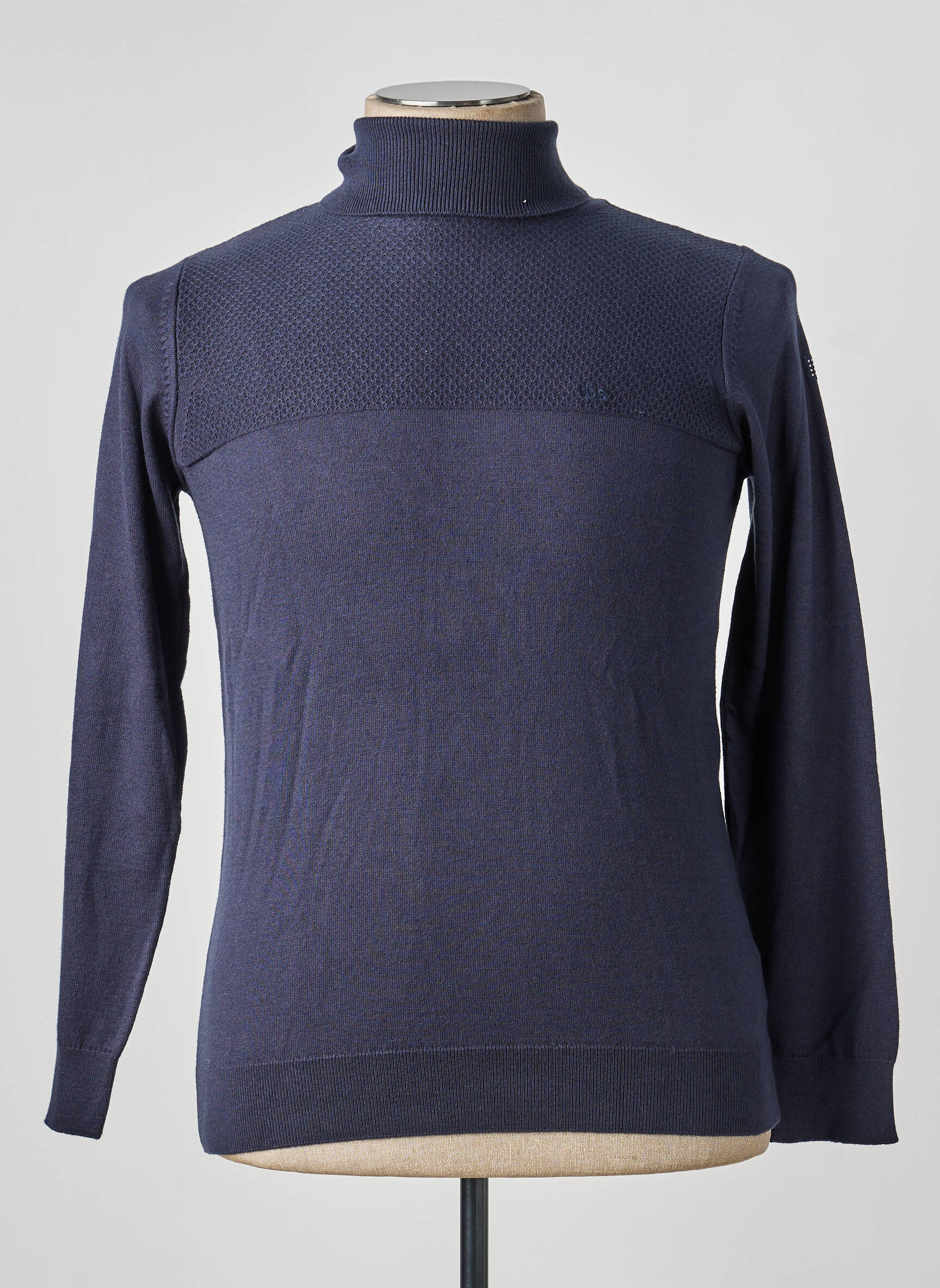 Pull col roulé coupe cintrée manches longues bleu TBS homme