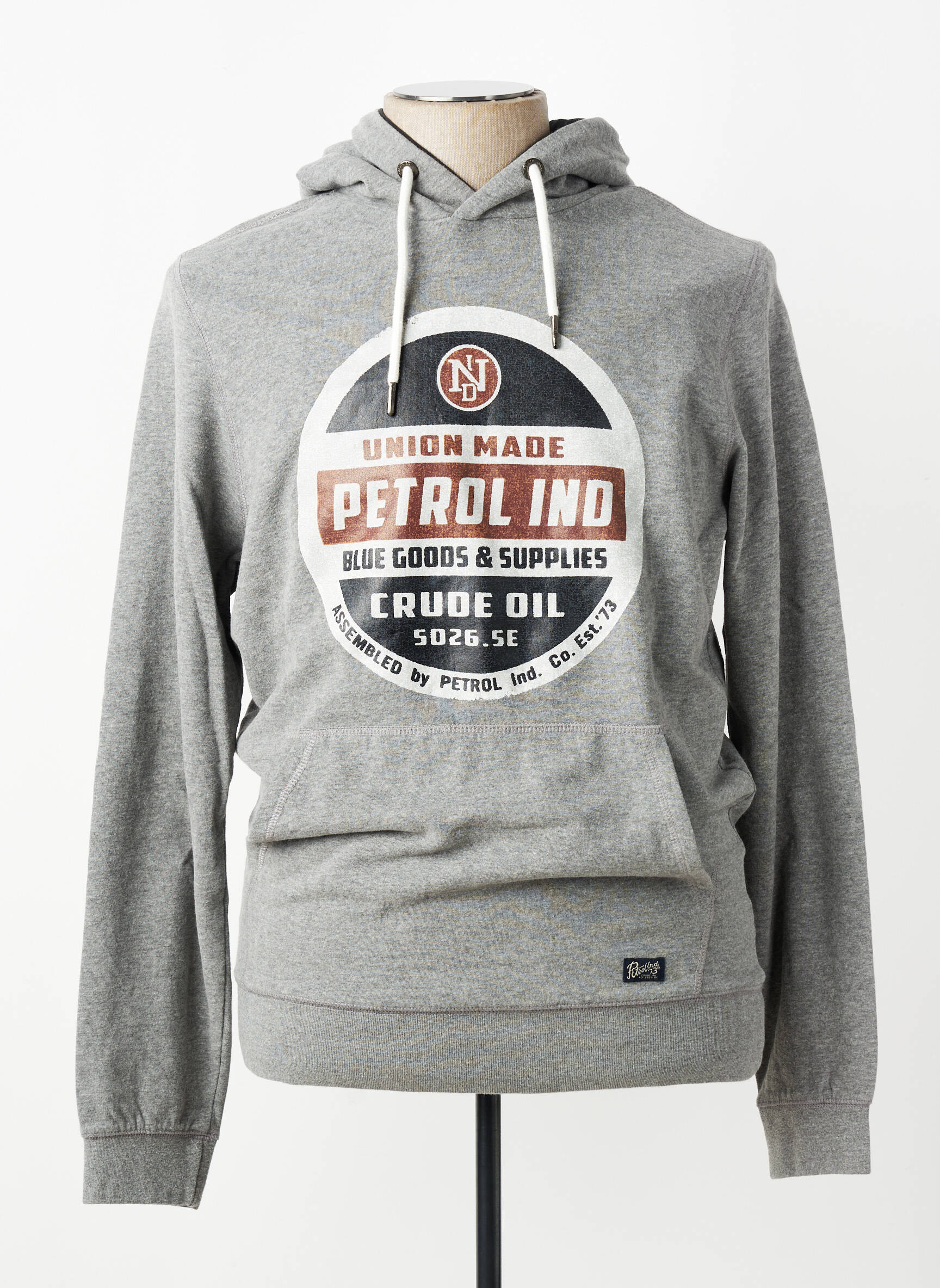 Sweat-shirt à capuche poches manches longues gris PETROL INDUSTRIES homme