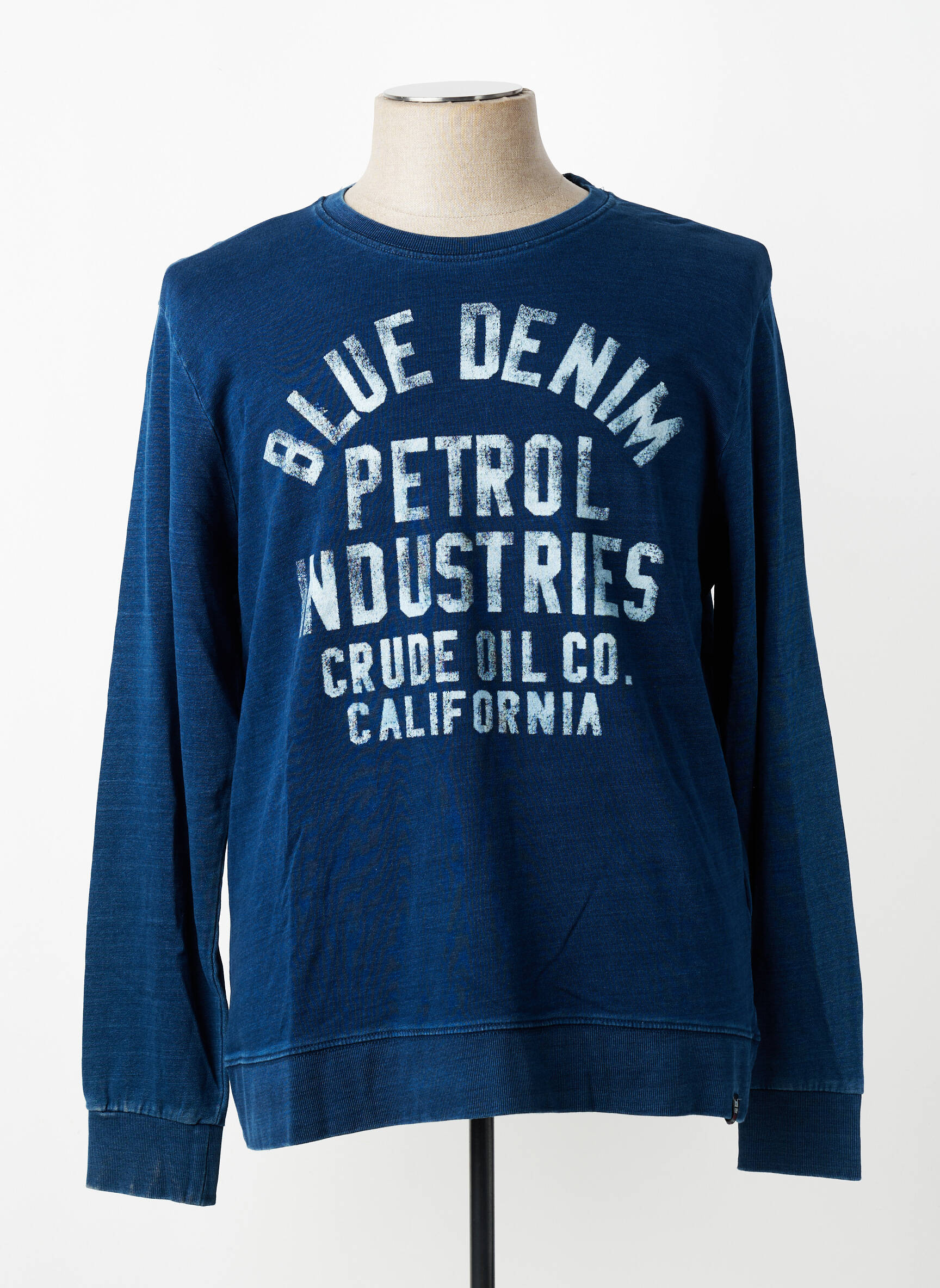 Sweat-shirt maille semi-opaque manches longues bleu PETROL INDUSTRIES homme