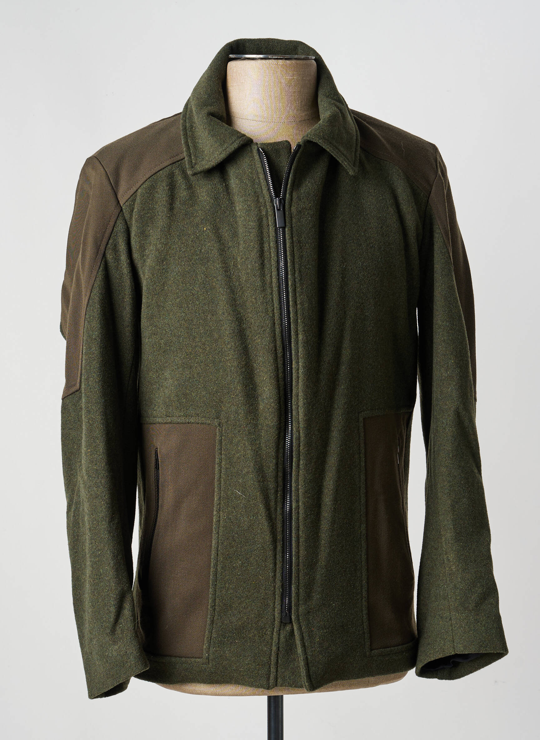 Manteau court col chemisier sans capuche vert PIERRE TALAMON homme