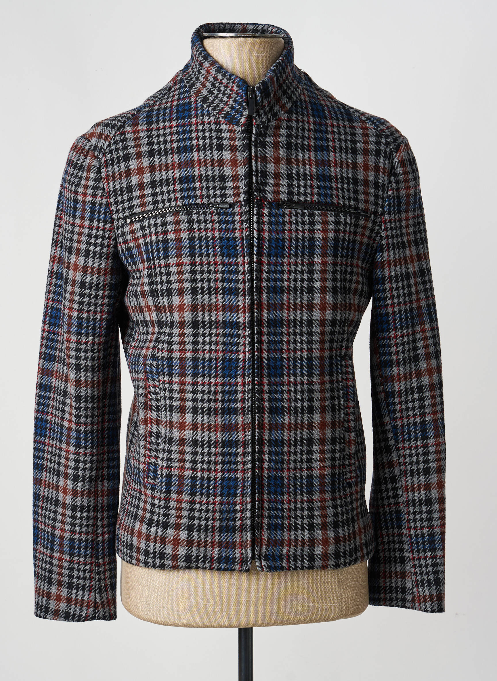 Veste casual col col montant bleu PIERRE TALAMON homme