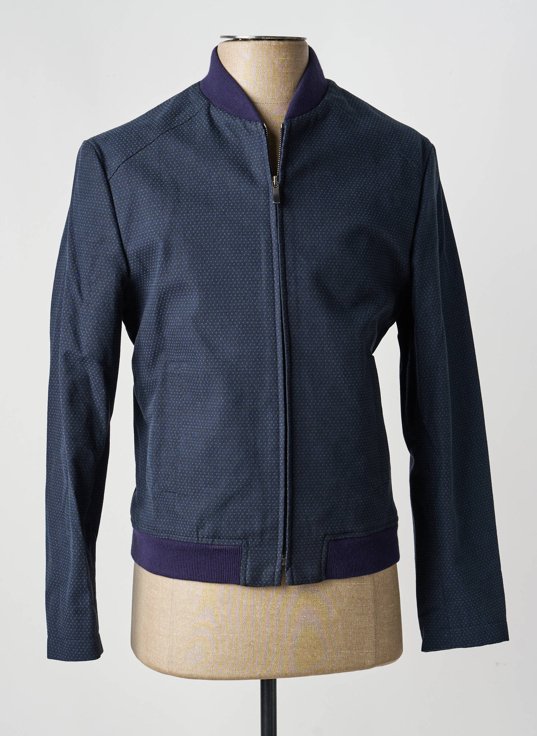 Blouson finition intérieure doublure satiné bleu PIERRE TALAMON homme