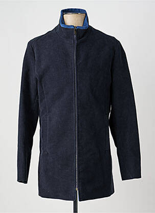 Manteau long coupe droite sans capuche bleu PIERRE TALAMON homme