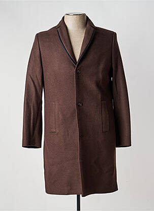 Manteau long coupe droite sans capuche marron PIERRE TALAMON homme