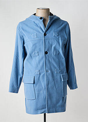 Manteau long coupe droite sans capuche bleu PIERRE TALAMON homme