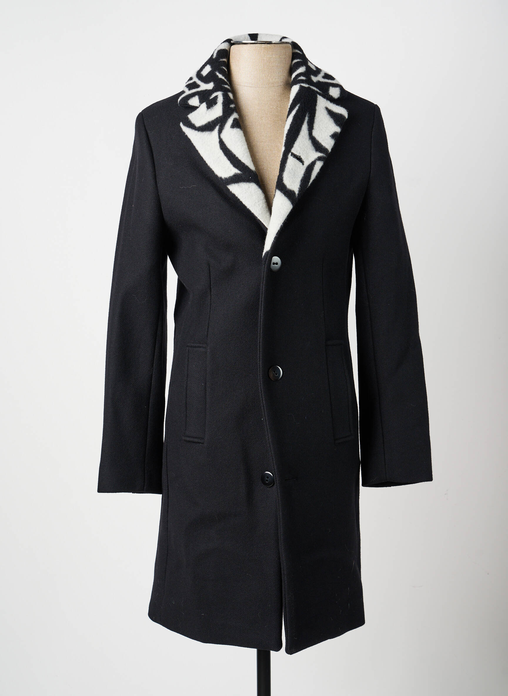 Manteau long poches sans capuche noir PIERRE TALAMON homme