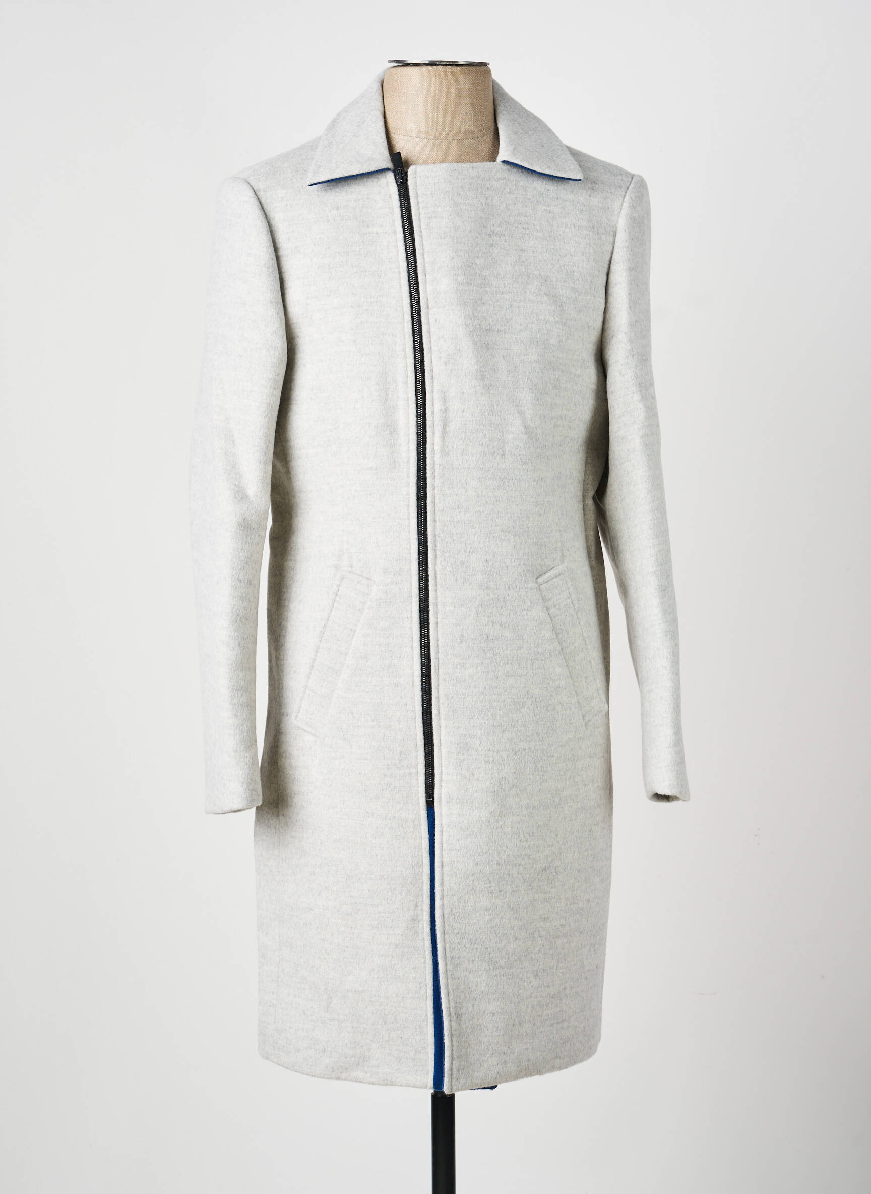 Manteau long poches sans capuche gris PIERRE TALAMON homme