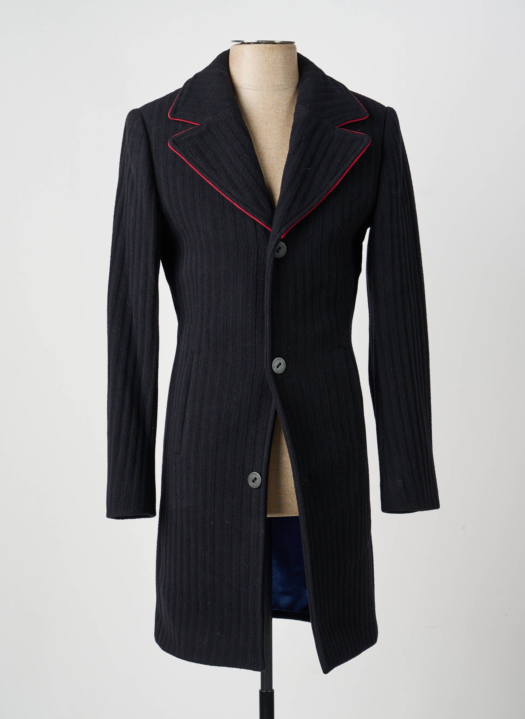 Manteau long poches sans capuche noir PIERRE TALAMON homme