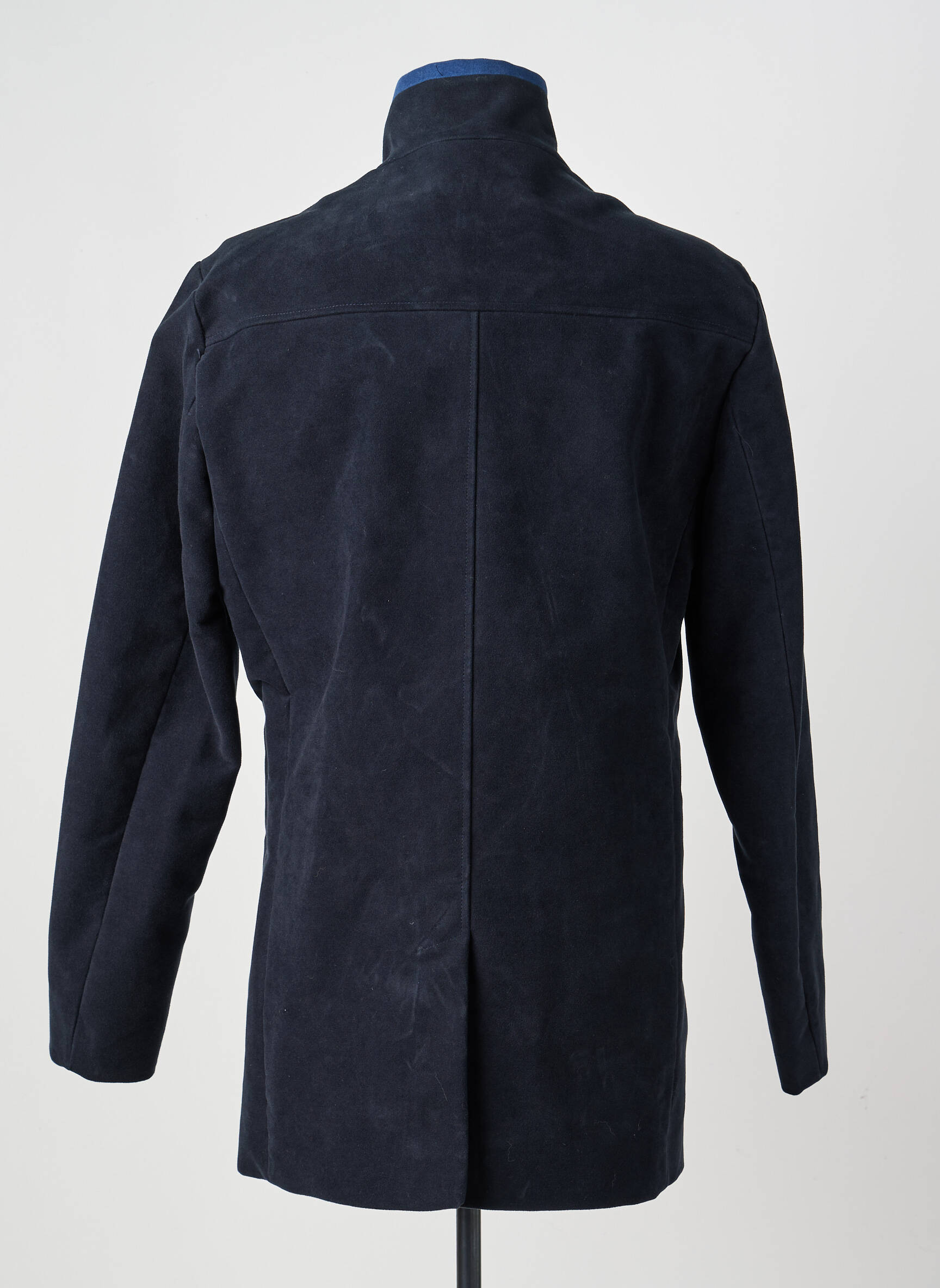 Manteau long coupe droite sans capuche bleu PIERRE TALAMON homme