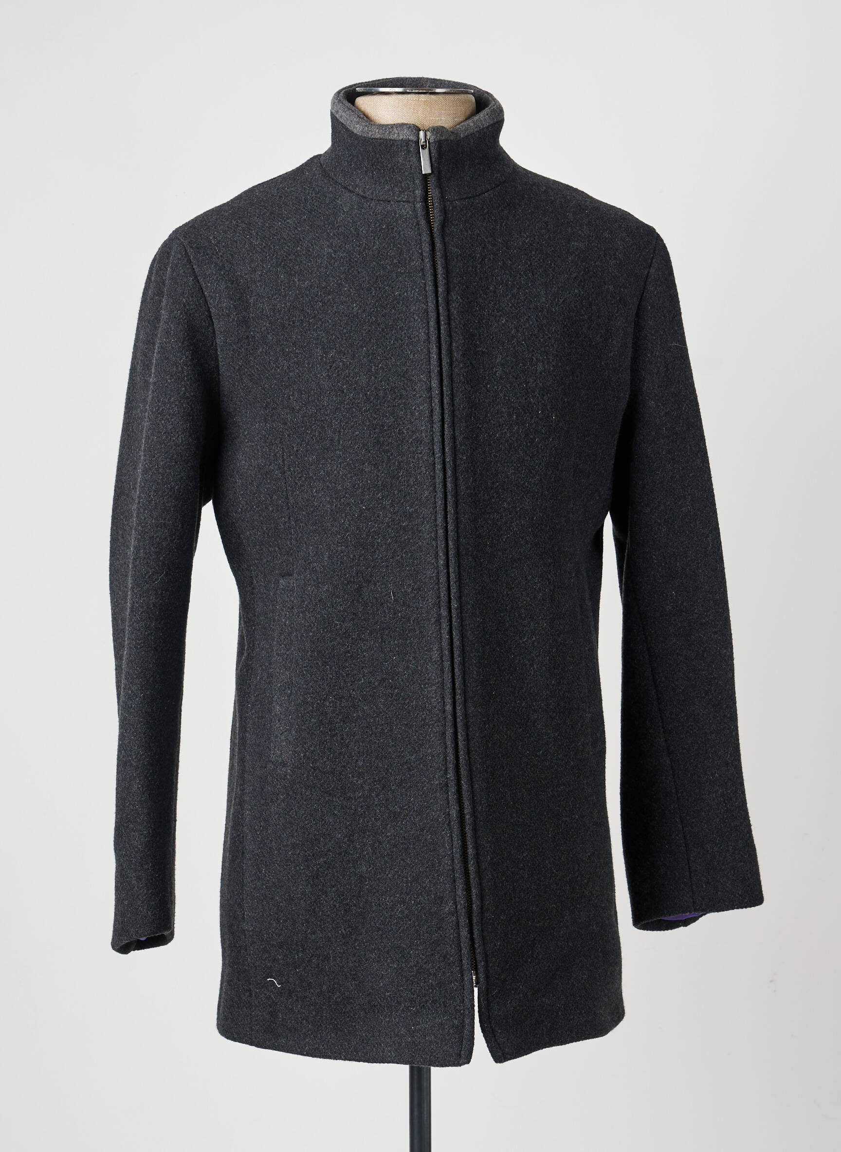 Manteau long poches sans capuche gris PIERRE TALAMON homme