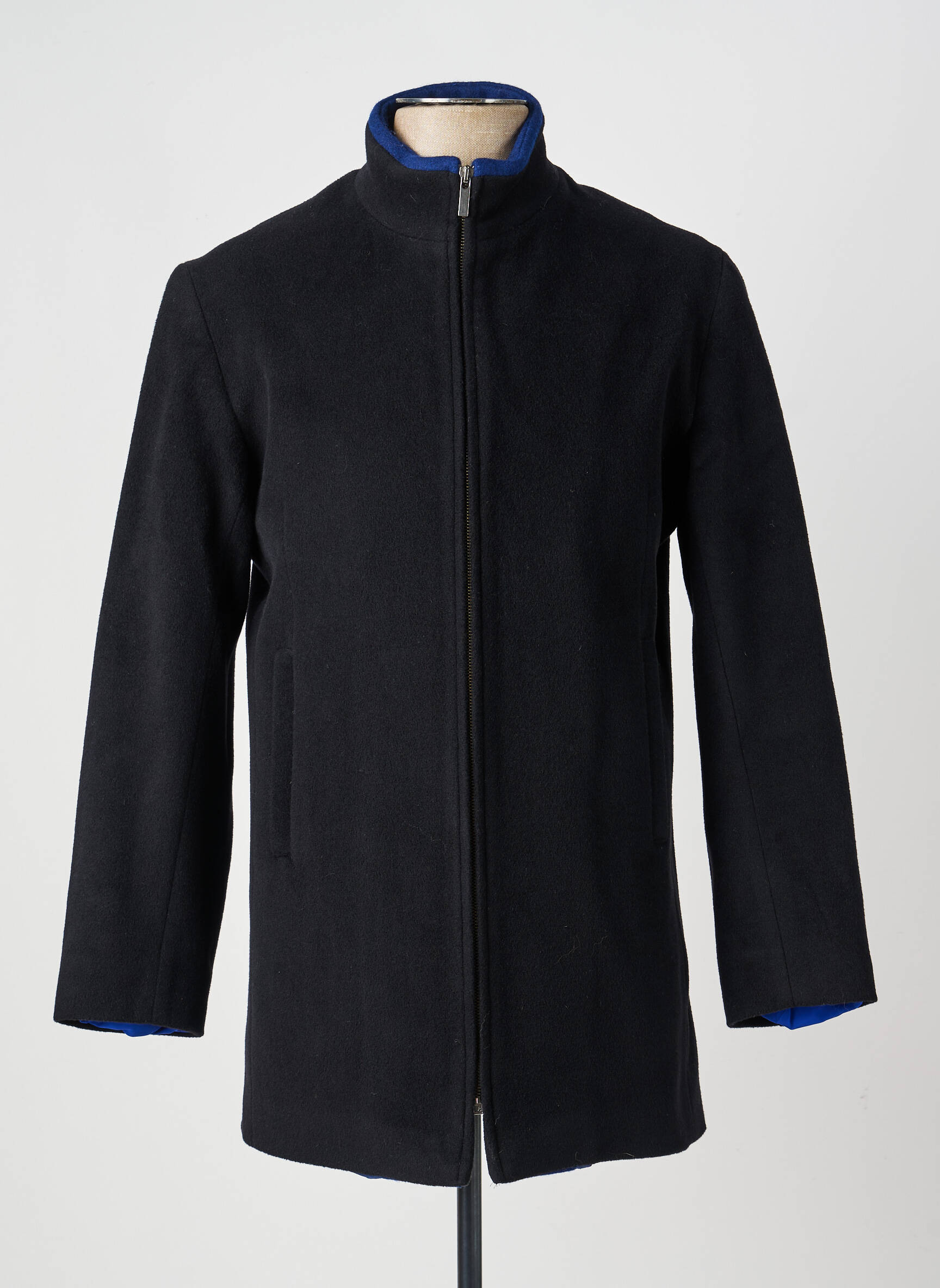 Manteau long coupe droite sans capuche noir PIERRE TALAMON homme