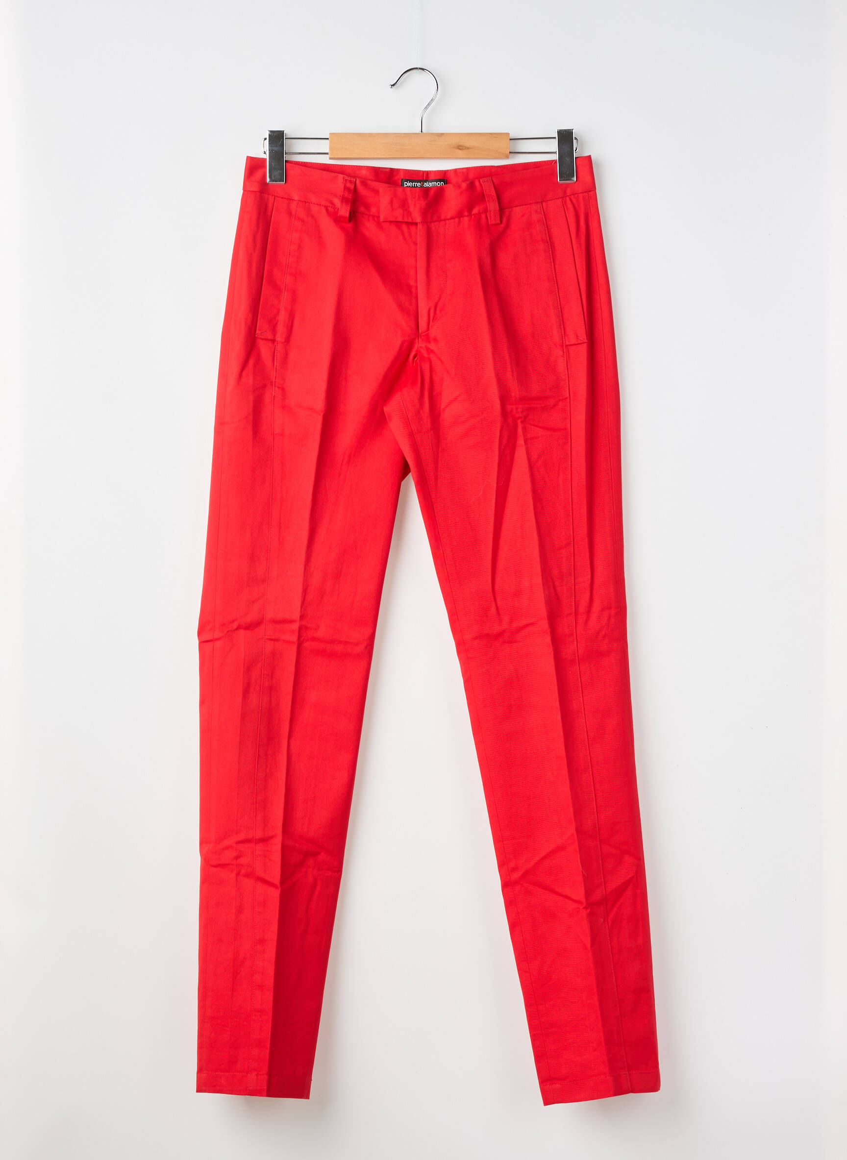 Pantalon chino tissage popeline taille normale rouge PIERRE TALAMON homme