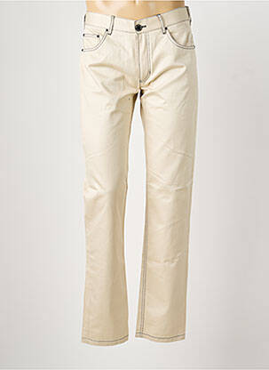 Jeans coupe droite fermeture zippée sous rabat boutonné taille normale beige PIERRE TALAMON homme