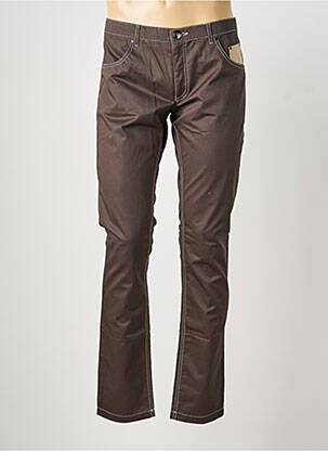 Jeans coupe droite fermeture zippée sous rabat boutonné taille normale marron PIERRE TALAMON homme